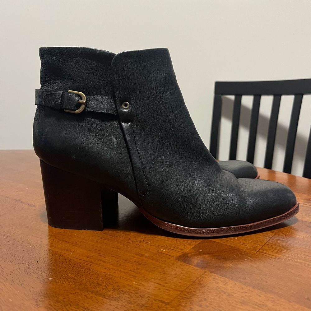 Isola Black Leather Ankle Booties